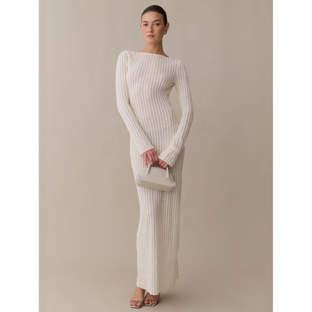 Few Moda Anneliese Ivory Open Back Knit Maxi Dress NWT Retail $198